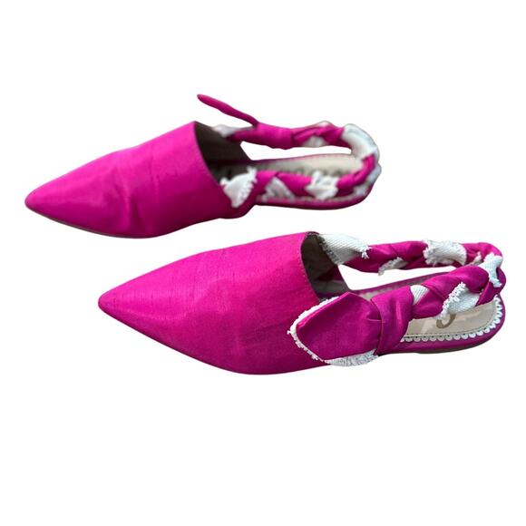 Sam Edelman Hot Pink Rivers Taffeta Point Toe Sling Back Flats I 7.5 - Picture 2 of 7